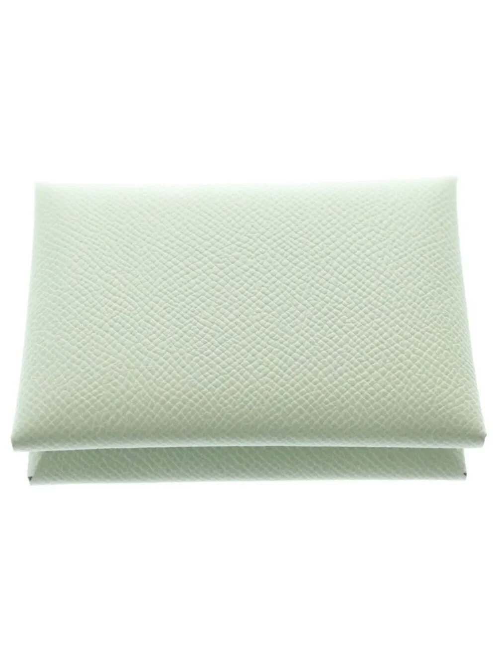 Hermes Calvi Duo Epsom Leather Compact Wallet Bifold Silver Light Green